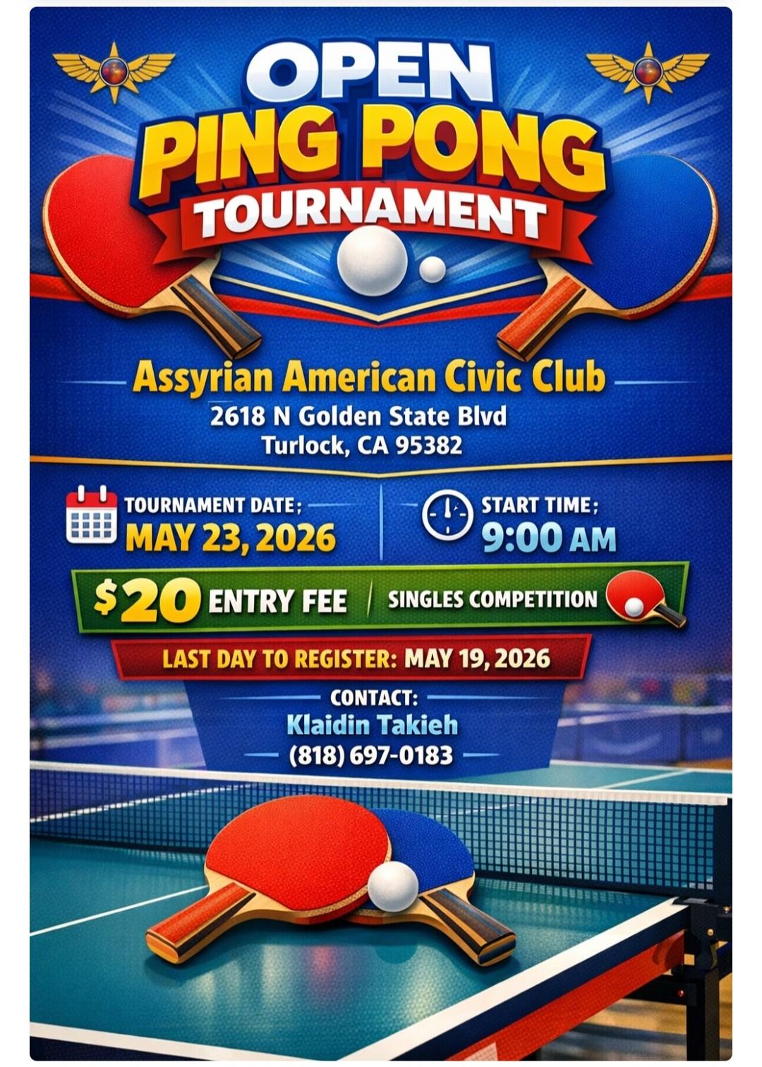 Open Ping Pong Tournament flyer